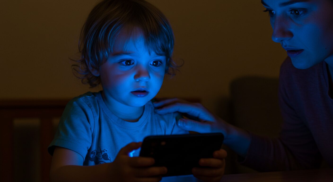 スマホ依存の危険性を伝える様子