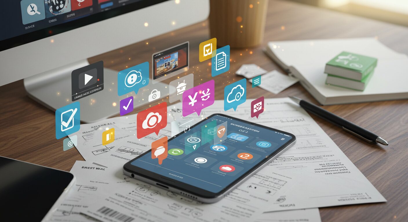 スマートフォンでサブスク管理アプリを操作しているイメージ