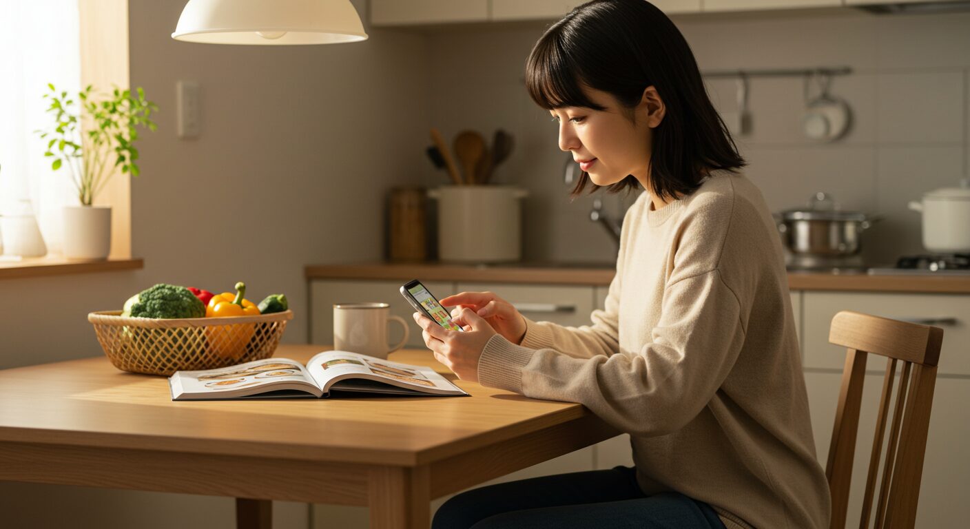 レシピを見る女性のイメージ
