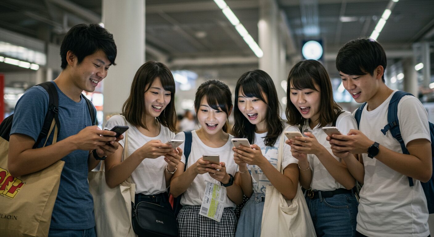 旅のしおりを共有しているイメージ