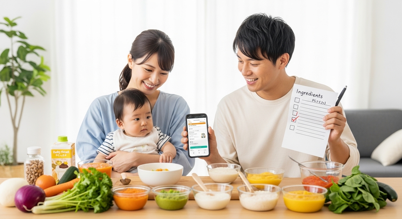 食品チェック表を作成している様子