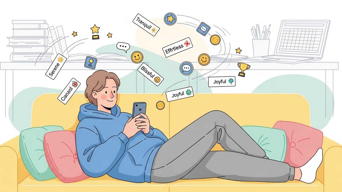 スマホを使用して英語の学習をする様子