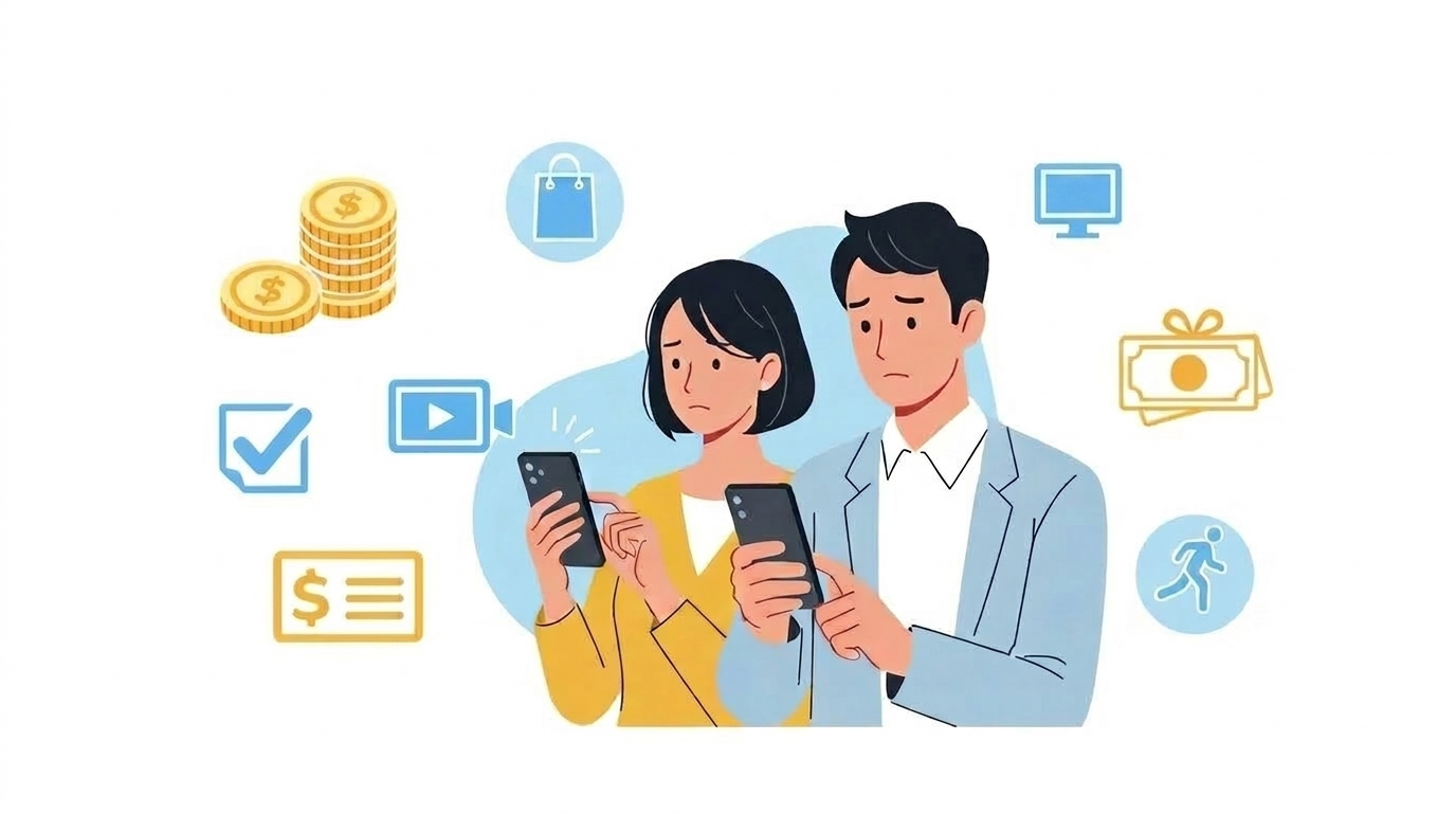 ポイ活に悩んでいるイメージ