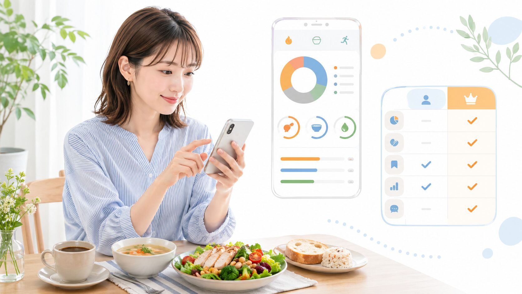 楽しく食事管理をしているイメージ
