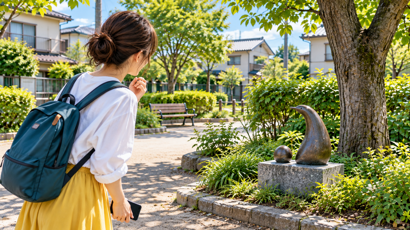 Dokokaで近所を散歩して新しい発見を楽しむイメージ